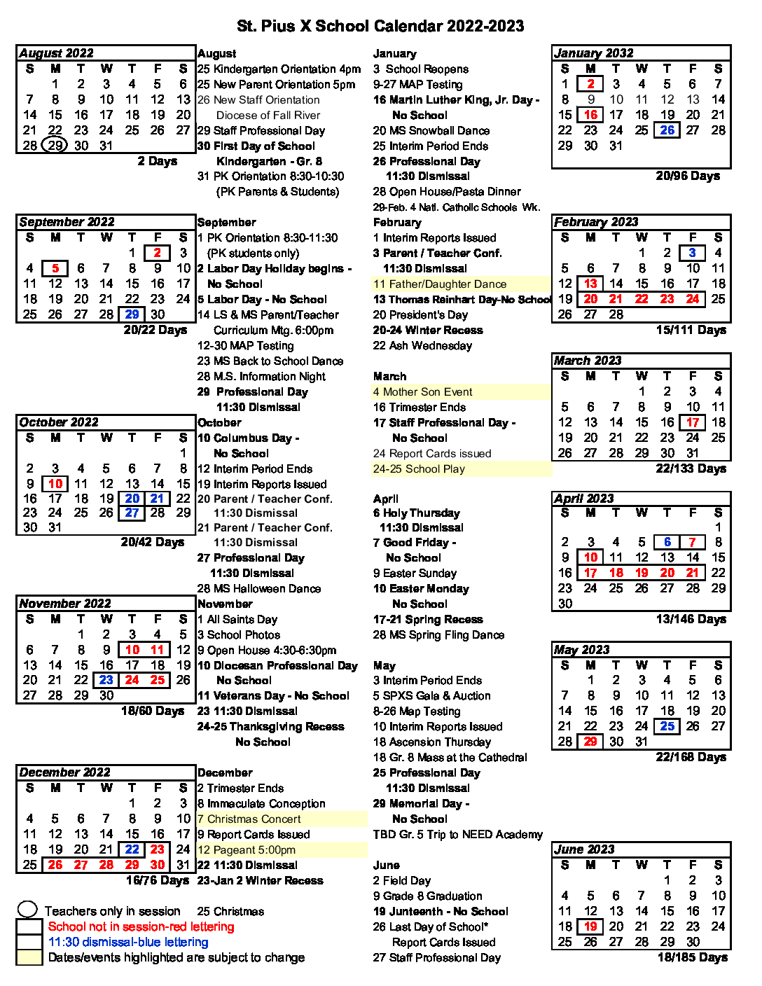 Calendar 2022_2023 St. Pius